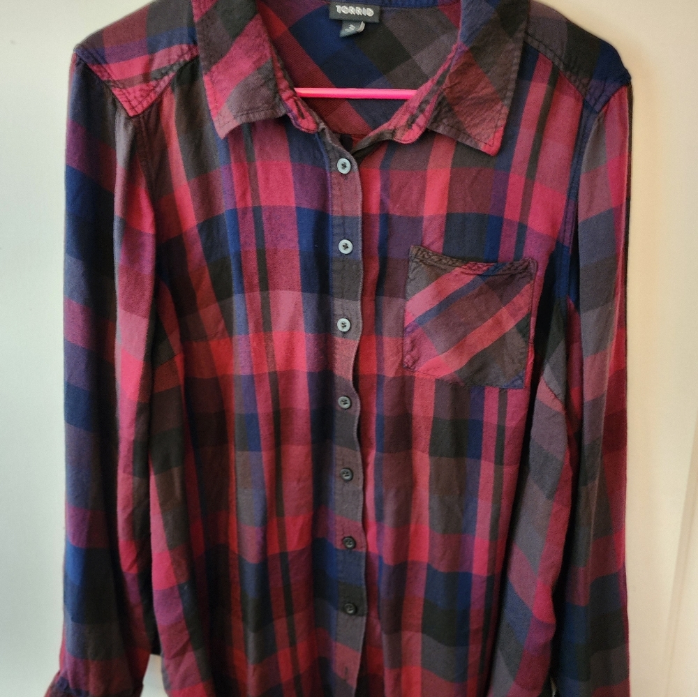 Torrid plaid button down top